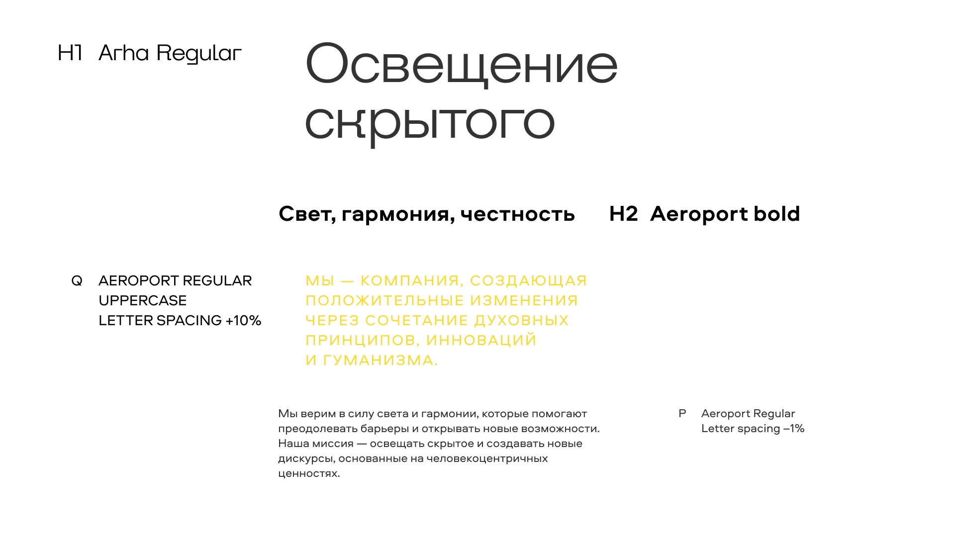 Шрифтовая система из презентации