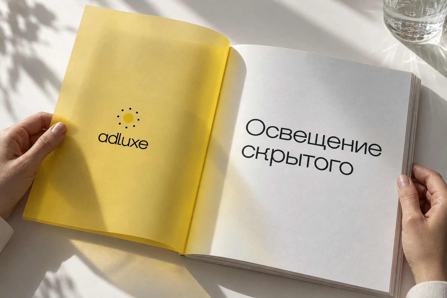 Полупрозрачная бумага и фраза «Освещение скрытого»