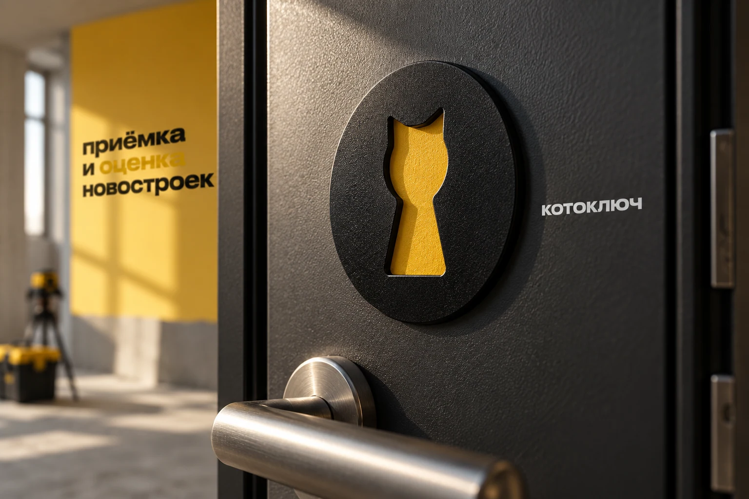 Cut-out emblem: light becomes part of the graphic