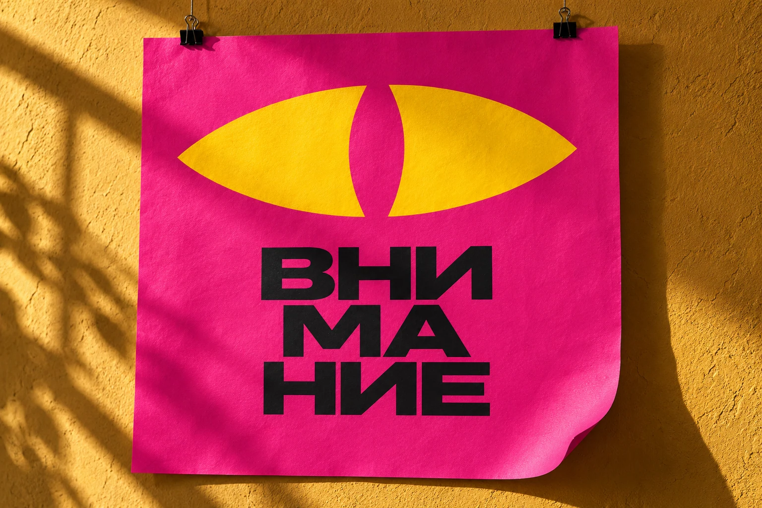 «Внимание»: глаз, крупный шрифт и яркий контраст