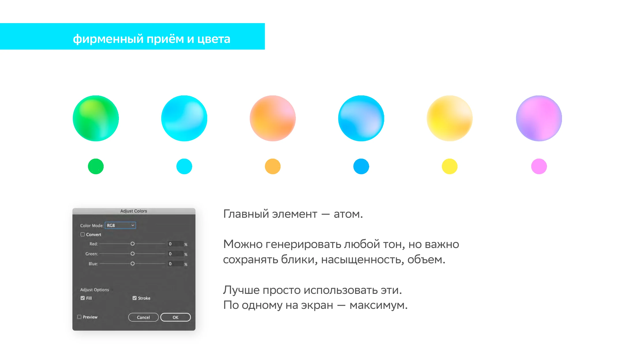 Атом и его цветовые состояния из руководства