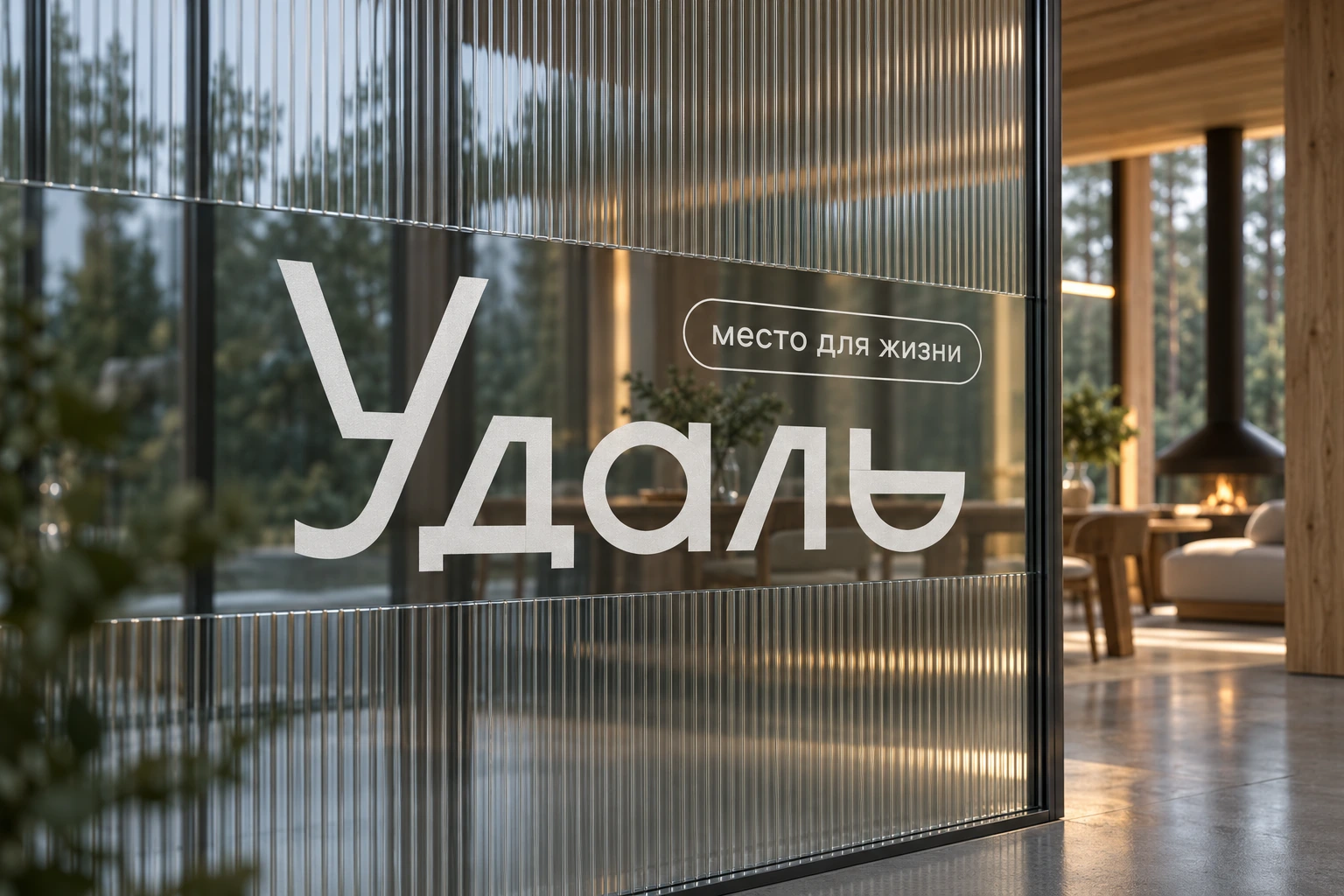 Матовый знак на прозрачной стеклянной перегородке